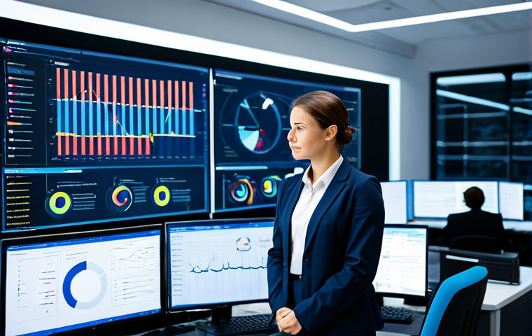 디지털 트윈을 통한 제조업 혁신 전략 - Supply Chain Optimization**

"A brightly lit, modern logistics control center. Data dashboards showi...