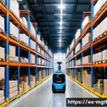 디지털 트윈과 자동화의 상관관계 - **A modern and efficient logistics hub in a bustling Spanish city.** The image showcases a large, br...