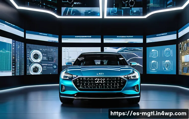 디지털 트윈을 통한 커스터마이징 전략 - A highly detailed digital twin simulation of an advanced automotive engine in a futuristic design st...